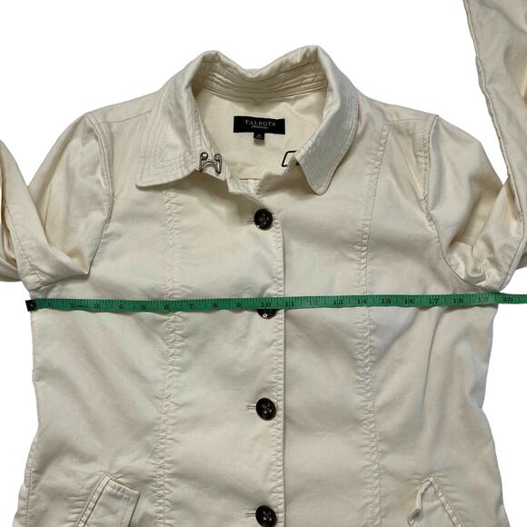 TALBOTS Ivory White Twill Utility Jacket Size 10 Womens Button Cotton Nylon - Picture 8 of 10
